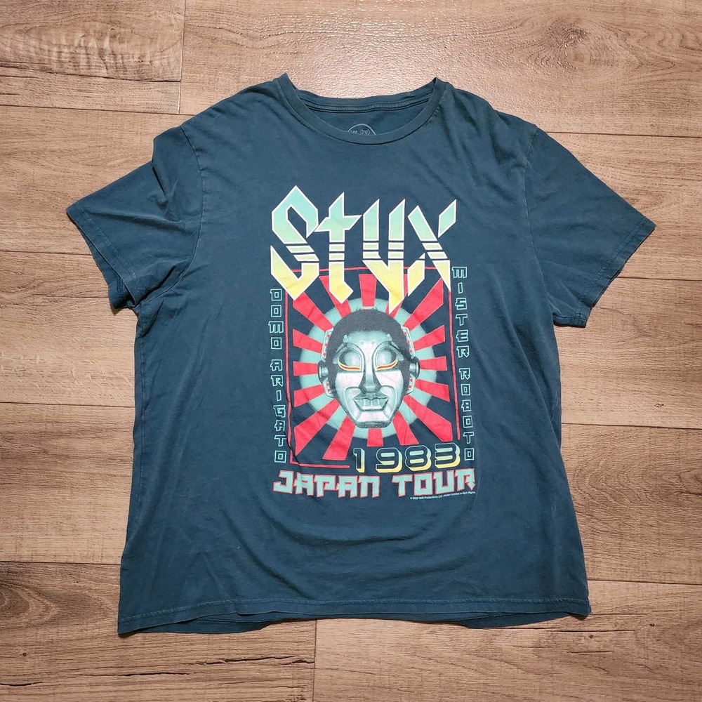 Lee Styx Mister Roboto 1983 Japan Tour Graphic T-Shirt Mens XL Blue Classic Fit